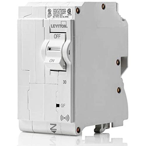 Leviton LB230-GS 30 Amp, 2-Pole Plug-on Smart GFCI Branch Circuit Breaker, 120 VAC, White