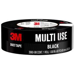 3M Duct Tape Black, 1.88 inches by 60 yards, 3960-BK, 1 roll