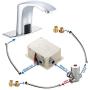 Touchless Bathroom Sink Faucet Automatic Sensor, Brass, Motion Hands Free Bathroom Fixture Vanity Water Tap, with Temperature Control Mixer,3/8'' 1/2'' Adapter, 3 Hoses, Fashion, Chrome Plating