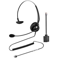 Oppetec Telephone Headset Call Center Headset Single Ear with Noise Cancelling Microphone for Office Work at Home Landline IP Phone