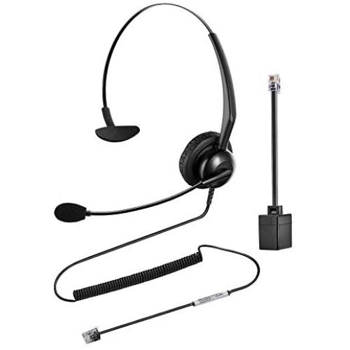 Oppetec Telephone Headset Call Center Headset Single Ear with Noise Cancelling Microphone for Office Work at Home Landline IP Phone
