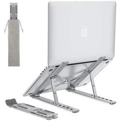 Portable Laptop Stand for Desk - OMOTON LA02 Adjustable Foldable Aluminum Laptop Stand Riser, Compatible with MacBook Air, Macbook Pro, HP, Dell, Lenovo and More (Up to 15.6 inch), Grey