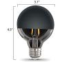 Feit Electric G2540/BLK/827/FIL/4 4.5W 40W Equivalent Dimmable 350 Lumen E26 Base Half Black Decorative LED G25 Globe Light Bulb, 4.3
