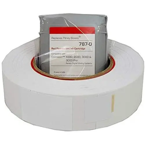 Preferred Postage Supplies PB Compatible 787-0 Red Ink Cartridge Plus Free 613-H Connect Roll SendPro P/Connect+ Series
