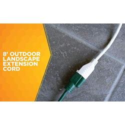 Woods 277563 Outdoor Extension Power Block, Weatherproof with Reinforced Blades, Heavy Duty Vinyl Jacket, Durable Cord, Tangle Free, 8-Foot, White