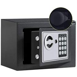 JUGREAT Safe Box with Induction Light,Electronic Digital Securit Safe Steel Construction Hidden with Lock，Wall or Cabinet Anchoring Design for Home Office Hotel Business 0.23 Cubic Feet Graphite
