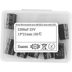 2200uF 25V Capacitor DIP 13X21mm 105C for Speaker Radio Replacement Audio Etc XUANSN Electrolytic Capacitors