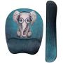 Holilife Keyboard Wrist Rest Pad and Wrist Support Mouse Pad, Ergonomic Design Memory Foam Pad for Pain Relief and Non-Slip Rubber Base Set for Home Office Laptop Computer Gaming, Elephant
