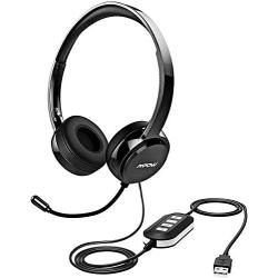 Mpow 071 USB Headset/ 3.5mm Computer Headset with Microphone Noise Cancelling, Lightweight PC Headset Wired Headphones, Business Headset for Skype, Webinar, Cell Phone, Call Center