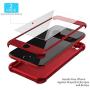 ORETECH Designed for iPhone SE 2020 Case with[2 x Tempered Glass Screen Protector] 360° Full Body Protection Cover Hard PC Soft Rubber Silicone for iPhone SE 2nd Generation (2020)-4.7- Red