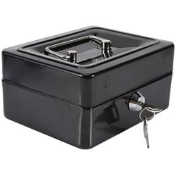 Oumij Cash Box with Combination Lock Safe Metal Money Box for Security Lock Box Digital Safe-Electronic Steel for Home, Business or Travel(Black)