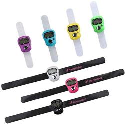 YarnLadies 7 Pcs Case Resettable 5 Digit LCD Electronic Finger Counter Hand Tally Lap Counter Tally Hand 3 Pcs with 25cm Magic Wrist Tape,4 Pcs with Soft Plastic Finger Band