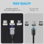 Magnetic Charging Cable 2Pack 6ft and 6Pack Magnet Adapter for Android Mirco USB Type-C Smartphone and iPhone Ipad