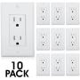 Maxxima Tamper Resistant Duplex Receptacle Standard Decorative Electrical Wall Outlet 15A White, Wall Plates Included (Pack of 10)