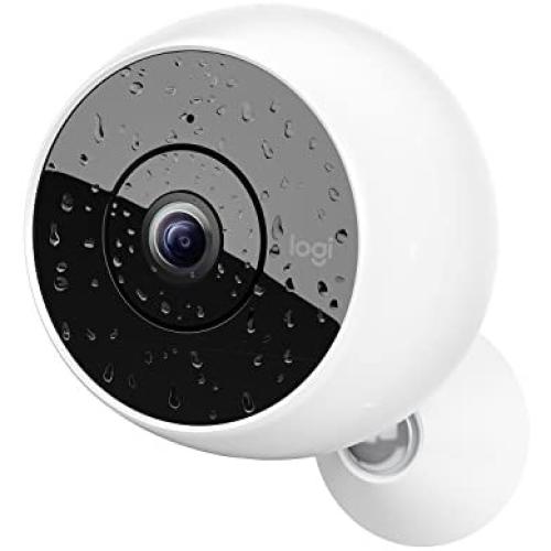Logitech Circle 2 Indoor/Outdoor Weatherproof Wireless Home Security Camera (Person Detection, 24-Hr Free Time-Lapse), Works with Alexa and Google Assistant