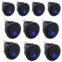 Twidec/10Pcs SPST Round Dot Rocker Toggle Switch 20A 12V DC On/Off Control For Car Or Boat With Blue LED Light KCD2-102N-BU-10PCS