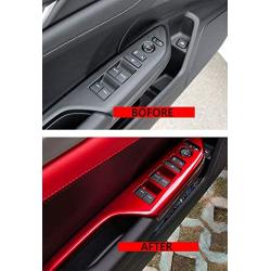 BOYUER 4PCS Window Switch Decoration Decal Frame Cover Panel Trim Door Handle Armrest Trim for Honda Civic 2016 2017 2018 2019 2020(RED)