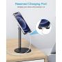 Cell Phone Stand, OMOTON Angle Height Adjustable Phone Stand, Aluminum Desktop Phone Holder Dock Stand for Desk, Compatible with iPhone 11/Xr/Xs Max, All Smartphones and All Tablets(4-11), Black
