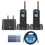 Motorola O212 DECT 6.0 Long Range Cordless Phones with Digital Answering Machine and Inductive Charging Station (2-Pack) Bundle with Blucoil 10-FT 1 Gbps Cat5e Cable, and Reusable Cable Ties (5-Pack)