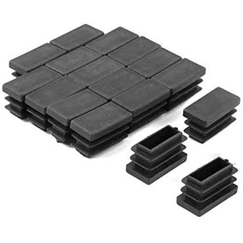Antrader Furniture Foot Table Chair Legs Blanking End Plastic Rectangle Tube Inserts Threaded End Blanking Caps Protector Black Set of 50 (25 x 12mm)