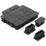 Antrader Furniture Foot Table Chair Legs Blanking End Plastic Rectangle Tube Inserts Threaded End Blanking Caps Protector Black Set of 50 (25 x 12mm)