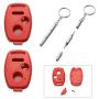 Cutting Not Required - 2 Replacement Key Fob Keyless Entry Remote Shell Case for Honda Civic/Accord/CR-V/Fit/Odyssey/Pilot/Ridgeline/CR-Z Car Key Fob Cover (2+1 Button, 2pc Red)