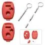 Cutting Not Required - 2 Replacement Key Fob Keyless Entry Remote Shell Case for Honda Civic/Accord/CR-V/Fit/Odyssey/Pilot/Ridgeline/CR-Z Car Key Fob Cover (2+1 Button, 2pc Red)