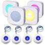 LIOTOIN Wireless Caregiver Pager SOS Call Button for Elderly Nurse Alert System Call Bell for Home/Elderly/Patients/Disabled 4 Transmitters 4 Plugin Receivers (with Color Light Flashing Reminder)