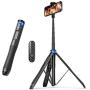 ATUMTEK 51'' Selfie Stick Tripod, All in One Extendable Phone Tripod Stand with Bluetooth Remote 360° Rotation for iPhone and Android Phone Selfies, Video Recording, Vlogging, Live Streaming - Blue