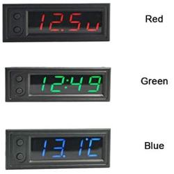 Car Temperature Clock - Car Clock 12V 3 in 1 Thermometers Voltmeter Gauge Electronic Clock LED Digital Display LCD Screen