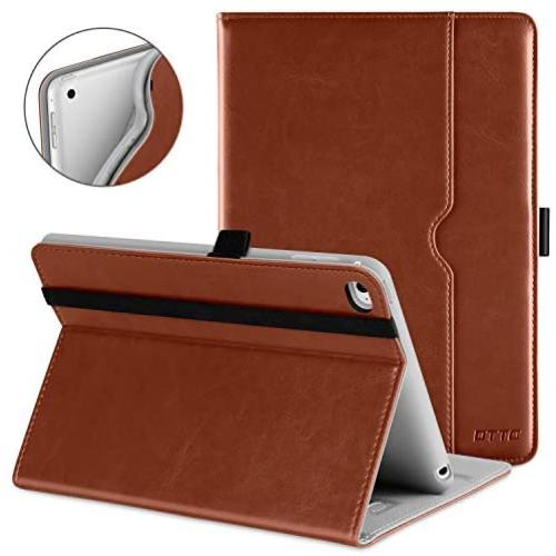 DTTO iPad Mini 4 Case, Premium Leather Folio Stand Cover Case with Multi-Angle Viewing and Auto Wake-Sleep Function, Front Pocket for Apple iPad Mini 4 - Brown