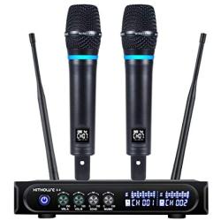 Kithouse S9 UHF Rechargeable Wireless Microphone System Karaoke Microphone Wireless Mic Cordless Dual with Bluetooth Receiver Box + Volume Control ECHO for Karaoke Singing Speech Meeting Church, 200FT