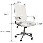 LUCKWIND Ergonomic Office Chair Ribbed Leather Swivel - Adjustable Height Tilt Arm Sleeves Lumbar Support High Back Upholstery Executive Modern Conference Computer Chrome Wheel Caster 350lb (White)