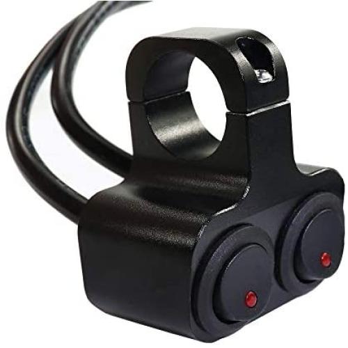 12v 16A Motorcycle ATV 7/8inch Handlebar Button Switch Headlight Hazard Brake Fog Light ON Off Switches (Red)