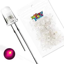 Novelty Place 100 Pcs 5mm Pink LED Diode Lights - [Ultra Bright] Clear Transparent DC 3V 20mA Emitting Diodes LEDs Bulb - DIY Science Project Electronics Components Lighting Kit