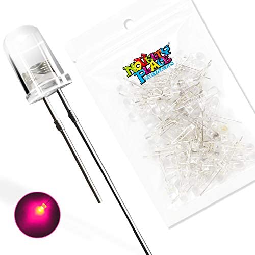 Novelty Place 100 Pcs 5mm Pink LED Diode Lights - [Ultra Bright] Clear Transparent DC 3V 20mA Emitting Diodes LEDs Bulb - DIY Science Project Electronics Components Lighting Kit