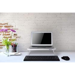 Allsop Metal Art Jr. Monitor Stand, 14-Inch wide platform holds 40 lbs with keyboard storage space – White (31881)