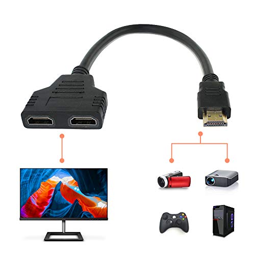 HDMI Cable Splitter 1 in 2 Out HDMI Adapter Cable HDMI Male to Dual HDMI Female 1 to 2 Way, Support Two TVs at The Same Time, Signal One in, Two Out
