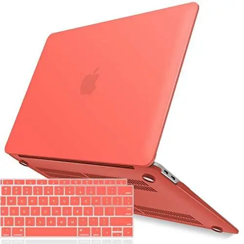IBENZER New 2020 MacBook Air 13 inch Case M1 A2337 A2179 A1932 Plastic Hard Shell Case with Keyboard Cover for Apple Mac Air 13 Retina Display with Touch ID (2018-2020), Coral Orange, MMA-T13LCOR+1