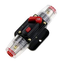 JIAKUPA 12V-24V DC 10A Fuse Holder Fuse Inverter with Manual Reset for Car Audio, Stereo Switch and Solar Inverter System