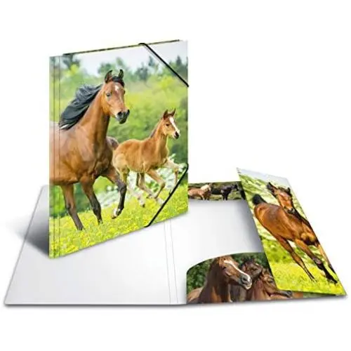 HERMA Elastic Folder Animals with Horses Motif, A3, Sturdy Plastic, with Inner Print, 1 Span Folder