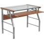 Flash Furniture Glass Computer Desk with Pull-Out Keyboard Tray and Bowed Front Frame