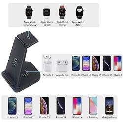 Wireless Charging Station, 3 in 1 Qi-Certified Fast Wireless Charger Stand Dock for Airpods Pro/ 2, Apple Watch 6 SE 5 4 3 2, iPhone 12/12 Pro/ 11/ 11Pro/ X/XS/XR /8/8 Plus/Qi Phones