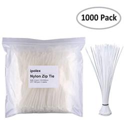 Nylon Zip Ties (Pack of 1000pcs) 8 Inch with Self Locking Cable Ties (White)