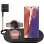Wireless Charger 3 in 1, Wireless Charging Station for Samsung Galaxy Watch Active 2 Galaxy Watch 3 and Galaxy Buds Pro, Fast Charger Stand Dock Compatible with iPhone Samsung Galaxy S20 S10 (Black)