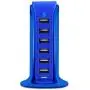 Aduro 40W 6-Port USB Desktop Charging Station Hub Wall Charger for iPhone iPad Tablets Smartphones with Smart Flow (Blue)