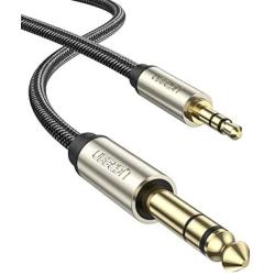 UGREEN 6.35mm Male to 3.5mm Male TRS Stereo Audio Cable with Zinc Alloy Housing and Nylon Braid Compatible for iPod Laptop Home Theater Devices and Amplifiers 6FT