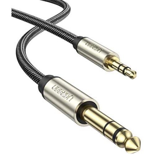 UGREEN 6.35mm Male to 3.5mm Male TRS Stereo Audio Cable with Zinc Alloy Housing and Nylon Braid Compatible for iPod Laptop Home Theater Devices and Amplifiers 6FT