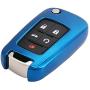 Blue Soft TPU Flip Key Fob Case Holder Jacket Protector for Chevy Equinox Camaro Cruze Malibu Sonic Volt Park Impala Buick Encore Allure Regal Verano Lacrosse