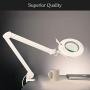 Brightech LightView PRO LED 2.25x Magnifying Glass Clamp Lamp: Daylight Bright Lighted Lens – Dimmable, Adjustable Color Temperature Utility Light for Desk, Table, Task, Craft, Workbench –White